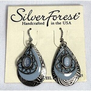 Silver Forest Blue and Silver Earrings